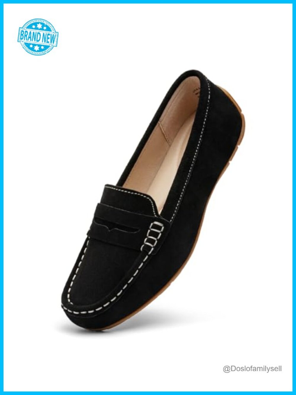Suede Leather Penny Loafers Slip-Ons Comfortable Lightweight Work Flats